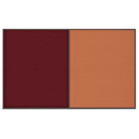 United Visual Products Double Door Radius Corkboard, 42"x32", Sat, UV70025RC-SATIN-AMETHY UV70025RC-SATIN-AMETHY